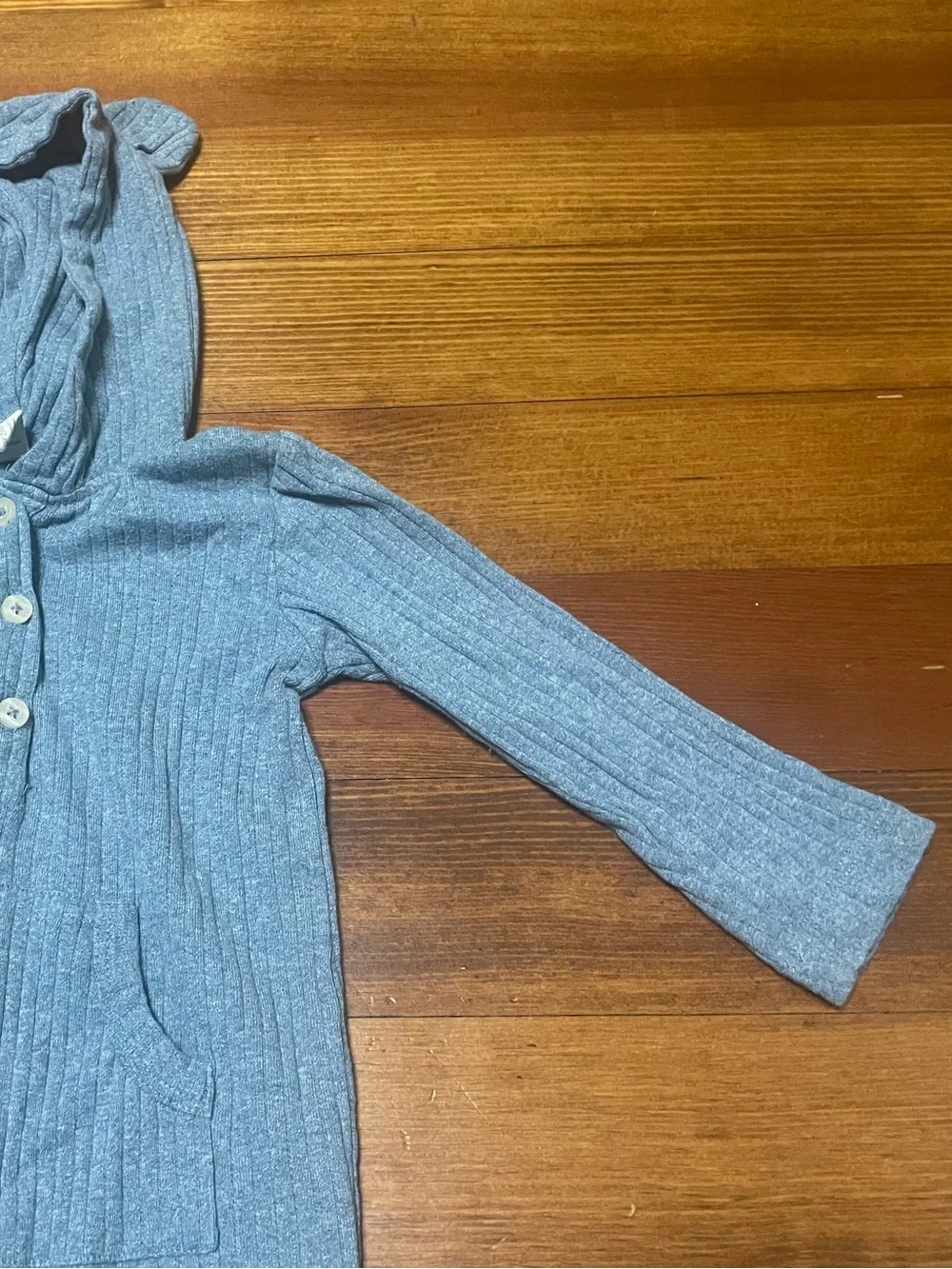 kate quinn Light Blue Ribbed Hooded Footie with Bear Ears Size 18-24 Months